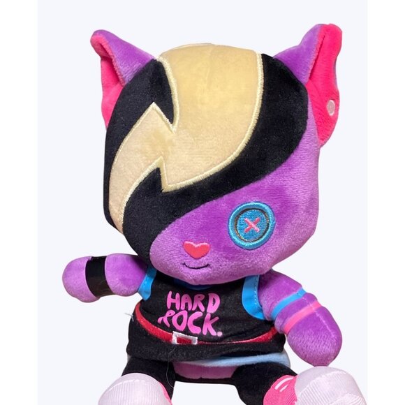 Hard Rock Cafe Roxtars Styler Punk Kitty Cat Plush Stuffed Goth Purple Black 7" - Picture 5 of 15